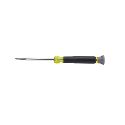 Klein Tools 32581 4-in-1 Electronics Screwdriver Set with 2 Slotted, 2 Phillips Precision Machined Bits, Ideal for Terminal Blocks