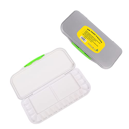 18 Wells Lightweight Airtight Watercolor Palette with Lid & Cleaning Sponge - size: 10.6" x 5.1" x 2" (18 Wells)