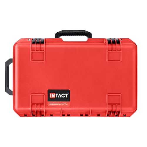 Eylar 22" Intact Premium Series Rolling Carry-On Hard Case with Wheels, IP67 Waterproof Crushproof, TSA Approved Travel Luggage, Customizable Pluck Foam for Cameras, Drones, Gear (Red) - color: Red