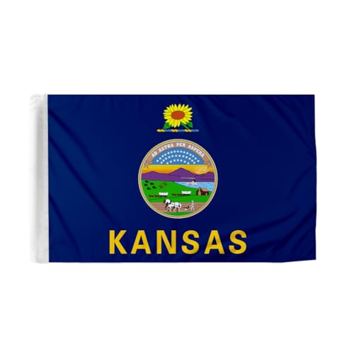 Promopatriot Kansas State Motorcycle Flag 6x9 inch - Double-Layered Printed 3-Ply Durable Knitted Polyester - 0.75 inch Sleeve- Fits on 3/8" Mount Pole - color: Kansas