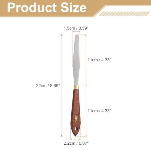 HARFINGTON 2pcs Palette Knife Painting Tool 4.33" x 0.59" Stainless Steel Teardrop Blade 8.66" Length Spatula Painting Pallet Knives with Hole Beech Wood Handle for Acrylic Canvas, Red/Silver - size: 8.66" x 0.59" x 4.33"