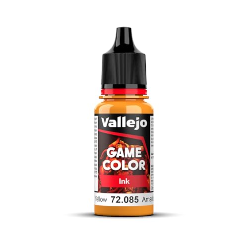 Vallejo - Game Color Ink | Yellow 18 ml. (0.60 fl.oz.) | Generate Shading and Wash Effects | Satin Finish - style: Yellow 18 ml. (0.60 fl.oz.)