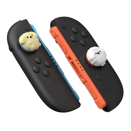 PlayVital Thumb Grips for Nintendo Switch 2 | Kawaii Silicone Joystick Caps (4-Pack) - Cute Accessories Animal Design Thumbstick Covers for Joycon 2 - Fluffy & Winky Pups - color: Fluffy & Winky Pups