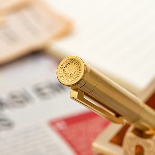 Hongdian Solid Brass Fountain Pen Medium Nib Classic Design Smooth Writing Copper Pen with Ink Refill Converter and Pen Box Set - color: Brass, style: Medium Point
