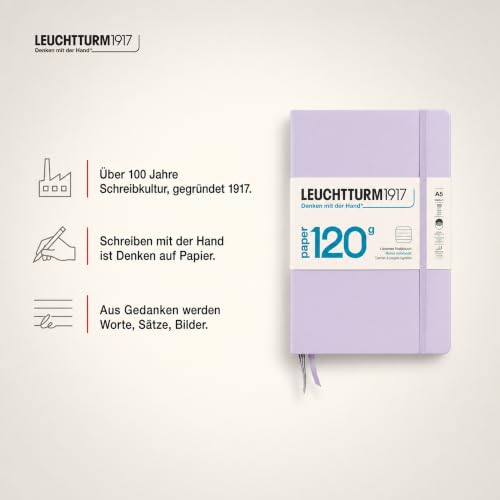 LEUCHTTURM1917 - 120G Special Edition - Medium A5 Ruled Hardcover Notebook (Lilac) - 203 Numbered Pages with 120gsm Paper - color: Lilac, style: Ruled