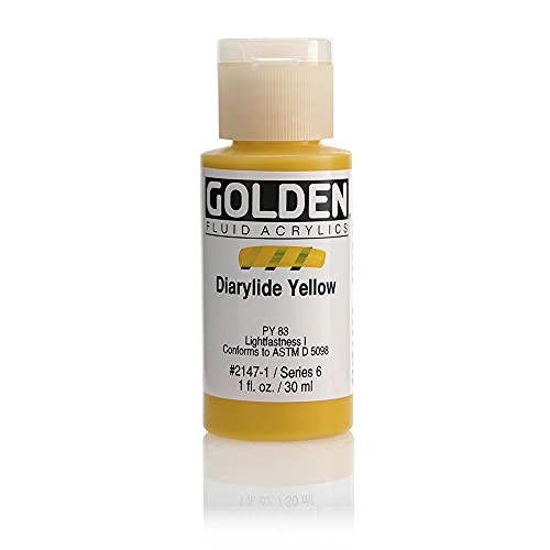 GOLDEN Fluid Acrylics, Cadmium Yellow Medium Hue, 1 fl. oz. Bottle