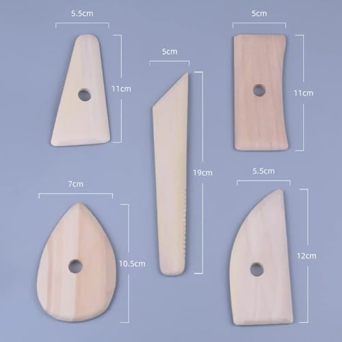 5 Pcs Pottery Clay Sculpting Tools Set,Wooden Pottery Clay Ribs Ceramic Potter Rib Ceramic Clay Sculpting Scrapers Tools Pottery Shaping Trimming Tools Ceramic Pottery Tools
