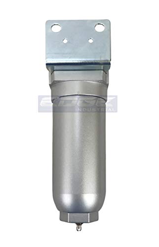 HEAVY DUTY INDUSTRIAL RATED HIGH FLOW PARTICULATE FILTER, IN-LINE WATER TRAP FOR COMPRESSED AIR LINE SYSTEMS, 5 MICRON WITH METAL BOWL (1/2" NPT, 11oz) - style: 1/2" NPT, 11oz