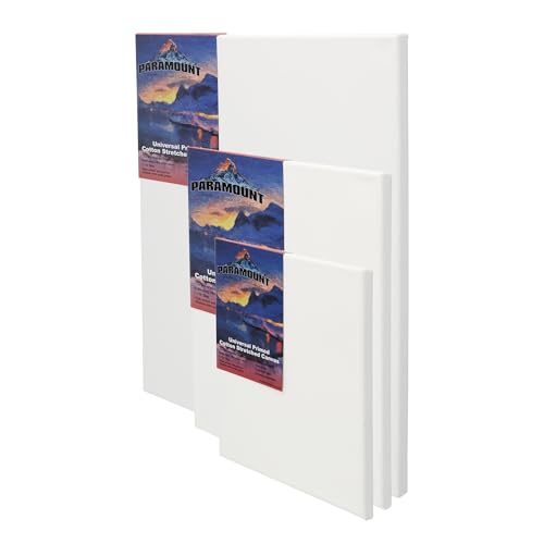 Paramount Canvas for Painting - Pack of 6, 6x6 White Canvases- 11/16" 100% Cotton Stretched Canvas, Triple-Primed for All Media, Medium Tooth, Back-Stapled, 12oz Primed Weight, Wood Stretcher Bars - size: 6x6" - Box of 6