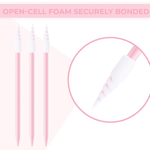 Chinco 200 Pcs Cleaning Swabs 2.56'' Sponge Tip Swabs Sticks Pink - color: Pink
