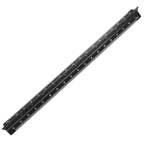 12" Engineer Scale Ruler Architectural Ruler Metric, Black - color: Metric Black