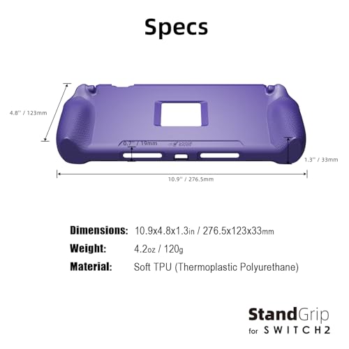 Savage Raven by Skull & Co. StandGrip for Nintendo Switch 2 : A Soft Protective Case with Textured Grips Full Protection and Stand, Shock-Absorption Non-Slip and Anti-Scratch Cover - Smoky Black - color: Smoky Black