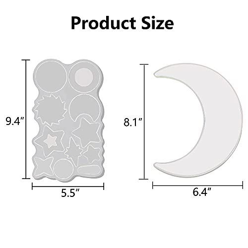 Moon & Star Resin Molds Silicone - 3 pcs Wind Chime Windbell Pendant Resin Molds Set Wall Hanging Home Decoration