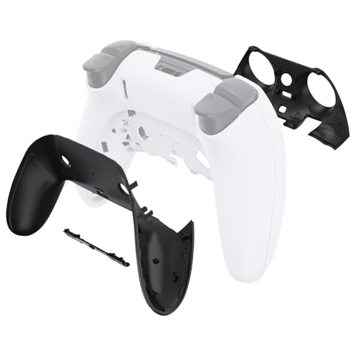 eXtremeRate Top Bottom Decorative Trim Shell Compatible with ps5 Edge Controller DIY Replacement Front Back Clip Shell, Custom Black Plates Cover Compatible with ps5 Edge Controller - color: Black