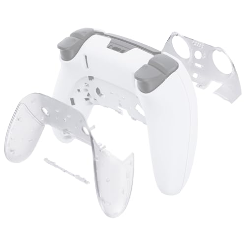 eXtremeRate Top Bottom Decorative Trim Shell Compatible with ps5 Edge Controller DIY Replacement Front Back Clip Shell, Custom Clear Plates Cover Compatible with ps5 Edge Controller - color: Clear