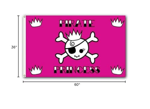 SSK® Pink Pirate Princess Outdoor Flag - Large 3' x 5', Weather-Resistant Polyester - color: Pirate Princess