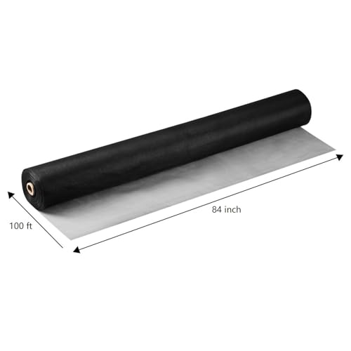 Fiberglass Window Screen Roll 84" x 100' Continuous Roll UV Protection Install and Repair Door and Window Screen(84" x 100', Black) - color: Black, size: 84" x 100'