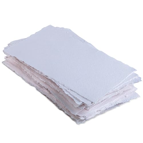 Wanderings Thick Handmade Watercolor Paper with Deckle Edge - 11x17-300GSM - Premium White Hot Press Smooth Mixed Media Paper Made with Recycled Cotton - 25 Loose Leaf Sheets