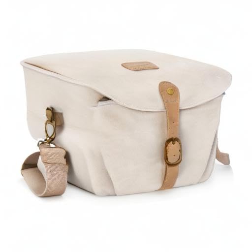 BAGSMART Canvas Crossbody Camera Bag with Rain Cover Women Men, Ivory White - color: 02-Ivory White