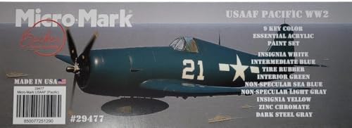 MicroMark USAAF Pacific WW2 Essential Acrylic Paint Set, 9 Colors, Made in USA, Military Aircraft Model Paint, 0.68 fl oz Bottles
