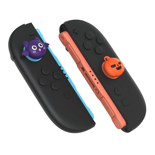 PlayVital Thumb Grips for Nintendo Switch 2 | Silicone Joystick Caps (6-Pack) - Cute Accessories Analog Stick Covers for Joycon 2 - Halloween Pumpkin Bat with Spooky Ghost - color: Pumpkin Bat with Spooky Ghost