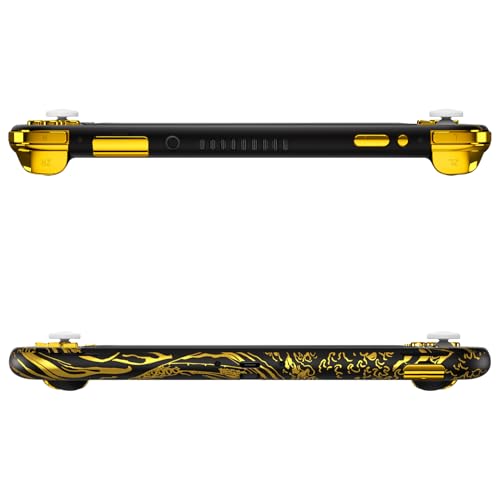 eXtremeRate DIY Replacement Shell for Nintendo Switch Lite, The Great Golden Wave Off Kanagawa - Black NSL Handheld Controller Housing w/Screen Protector, Custom Case Cover for Nintendo Switch Lite - color: The Great GOLDEN Wave Off Kanagawa - Black