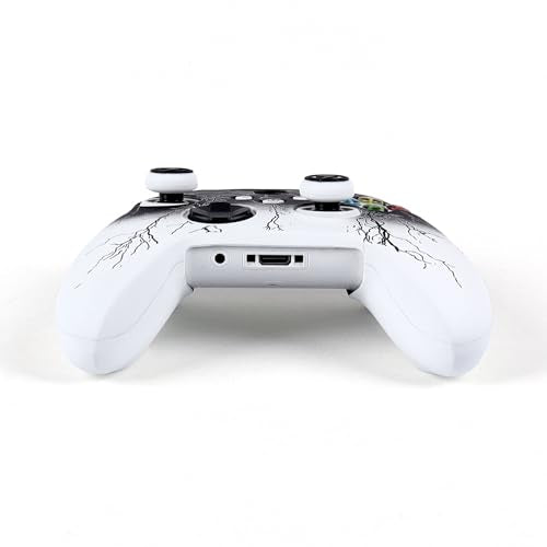 RALAN Controller Skin for Xbox Series, Anti-Slip Silicone Controller Cover Protector Case Compatible for Xbox Series Wireless/Wired Gamepad Joystick with 2 Cute Thumb Grips Caps - color: White Black lighting