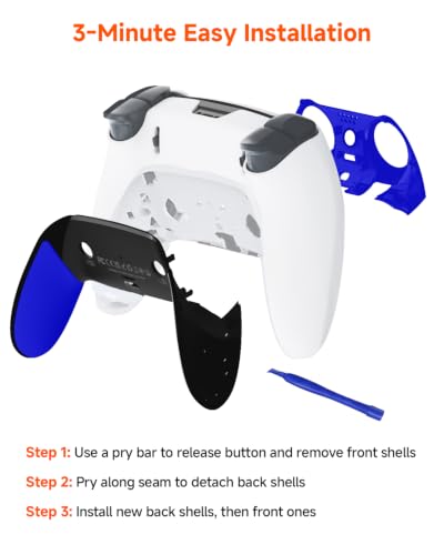 CHARM FOCUS Replacement Shell Set for PS-5 Edge Controller, TPE Grip Cover - color: Blue