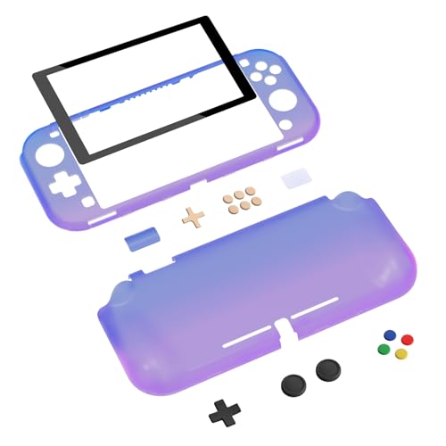 PlayVital ZealProtect Protective Case for Nintendo Switch Lite, Ergonomic Grip Hard Cover - Shock-absorbent Anti-Scratch with Screen Protector & Thumb Grip Button Caps, Gradient Translucent Bluebell - color: Gradient Translucent Bluebell