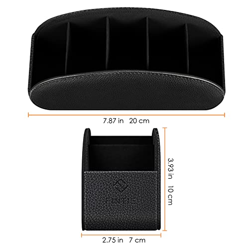 FINTIE Remote Control Holder with 6 Compartments Vegan Leather - color: Black