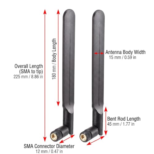 2x10dBi 4G LTE Antenna SMA Male for Spypoint Flex-S/Flex-M/Flex-Plus/G-36/LM2 Trail Camera, Wireless CPE Router, Hotspot, Cellular Gateway, Industrial IoT Router, Security Camera Verizon AT&T T-Mobile - style: SMA-Male(Inner Pin)