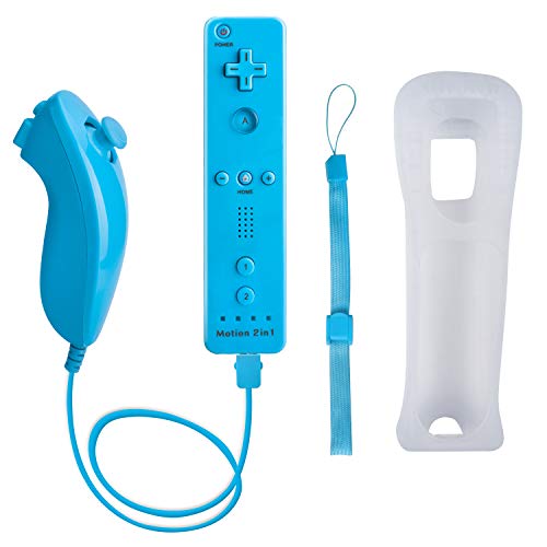 TechKen Motion Plus Wii Controllers 2Packs with Nunchucks, Wii Remote Controllers Compatible for wii and Wii U with Built in Motion Plus - color: red+blue