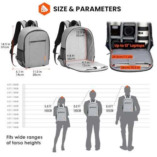 TARION Small Camera Backpack for Photographers Compact 12L Grey TB-S - color: Grey, size: Small