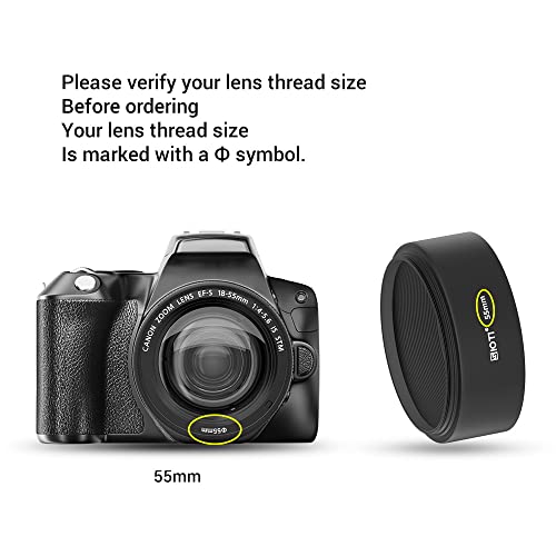 SIOTI 55mm Lens Hood, Oxidation Matte Anti Reflective Treatment, Aluminum Alloy, with 1 * 58mm Lens Cap, Compatible with Sony/Canon/Nikon/Fuji etc >50mm Camera Lens - color: Medium Telephoto-Tubular, size: 55mm