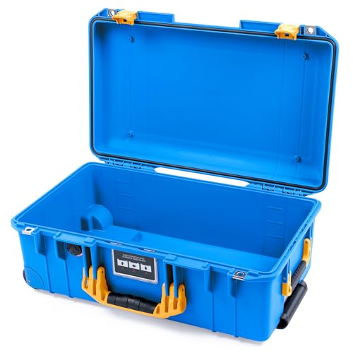 Electric Blue Pelican 1535 Air Carry-on Case - Comes empty - Yellow Handles & Latches. - color: Yellow Handles & Latches