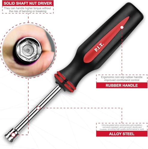 P.I.T. 7 PCS SAE Nut Driver Set for Bolts Nuts Fasteners,3/16 to 1/2 Inch - size: SAE-7 Piece