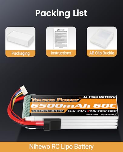 4S Lipo Battery 14.8V 6500mA 60C fit for RC Truck Vehicle Drone 2pcs