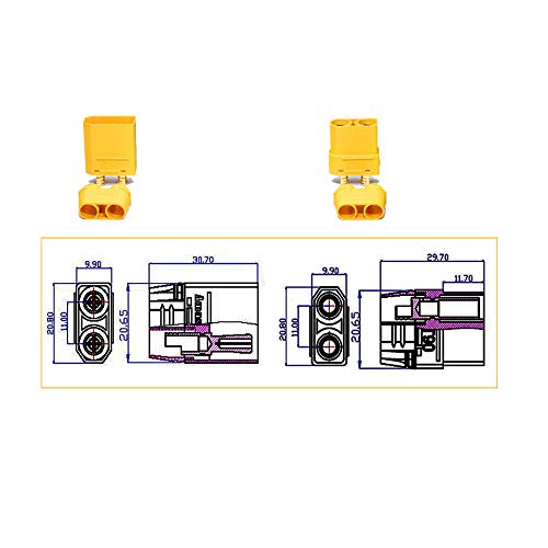 5 Pairs Amass XT-90 XT90H Plug Male and Female Connector Adapter with Plastic Housing for RC Lipo Battery - size: 5 Pairs XT90H