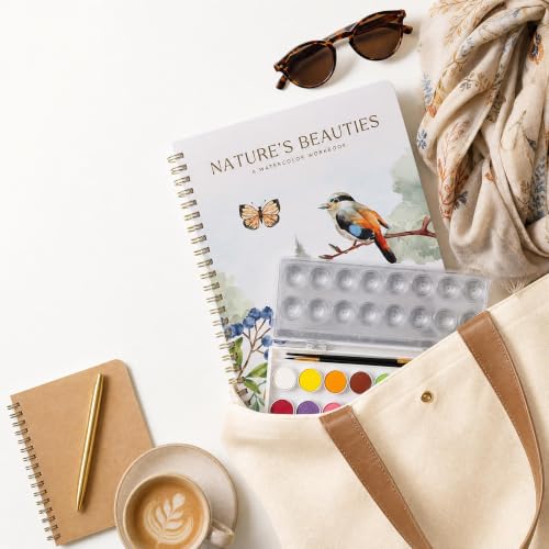 Beautiful Watercolor Paper Workbook Set for Beginners with Paint Included