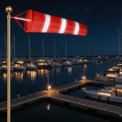 ZOOFOX 4 Pack Wind Socks for Outside, Rip-Stop Polyester Wind Direction Measurement Sock Bag with Reflective Belt, Red Hanging Windsock Flags for Outdoors Airport Farm Park, 31.5" and 40"