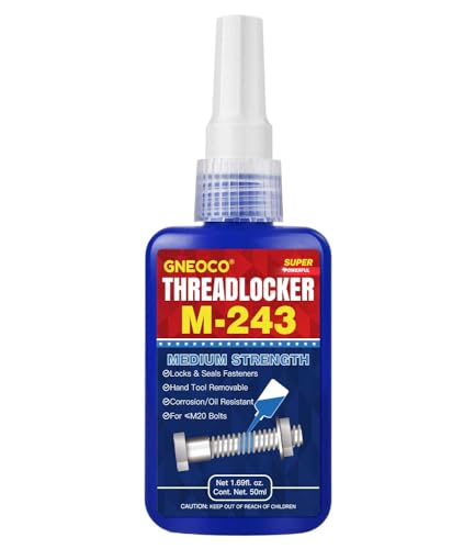 ThreadLocker Blue, Thread Lock Medium Strength Lock Tight for Nuts, Bolts, Fasteners and Metals, Anaerobic Curing Metal Glue to Prevent Loosening and Corrosion (M243-50ml)