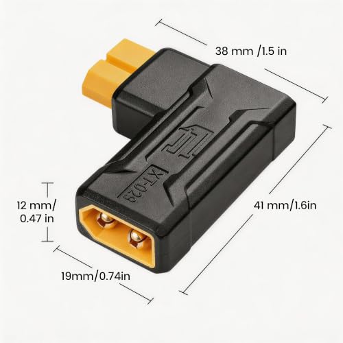 2 Pcs XT60 Drone Connector XT60 Male Plug to Male Plug Model Airplane Adapter for Drones,Lithium Batteries,Model Aircraft etc (90 Degree Male to Female)