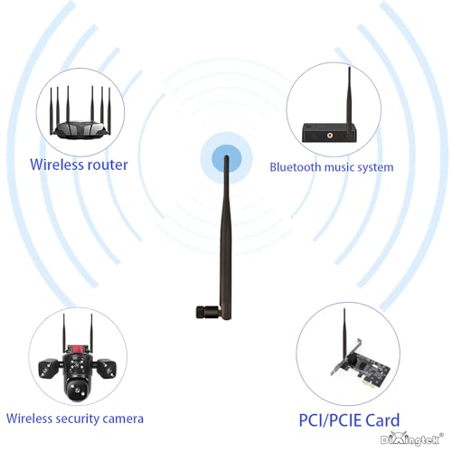 WiFi 6E Tri-Band 2.4GHz 5GHz 6GHz SMA Male Antenna, Compatible with WiFi Router Motherboard Camera PCI-E Network Card USB Adapter Security Camera Video 2-Pack 19.5cm Peak WiFi Antennas