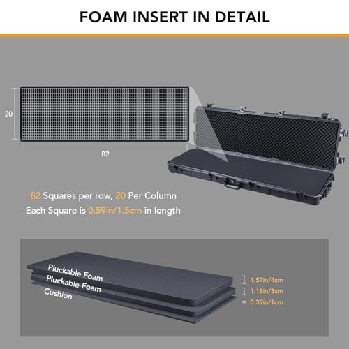 Lykus HC-13010 Hard Case with Wheels and Foam, Inner Size 48.6*11.61*4.25in - size: HC-13010