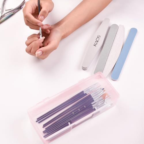 2Pcs Transparent Nail Art Tool Organizer Plastic Storage Box - color: 2 Pink