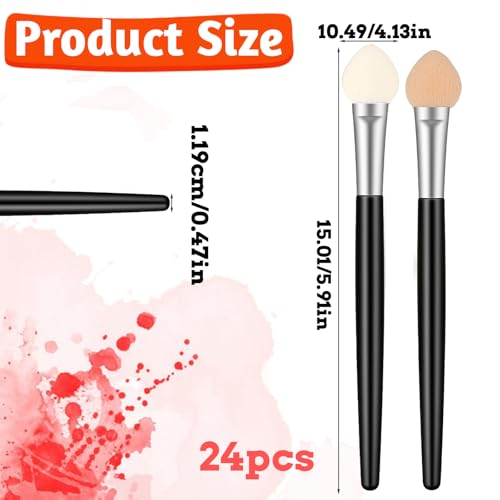 24PCS Eyeshadow Brushes - Dual Sided Foam Brushes for Painting, Blending Card Making, Chalk Paint Sponge Bulk Applicators for Detail Paintings, Painting for Pumpkins Makeup DIY Scrapbooking for Artist
