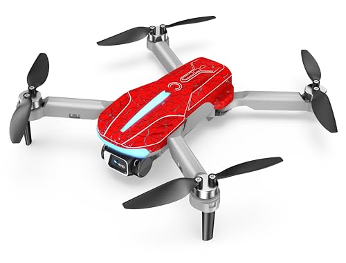 4K GPS Drone with Camera for Adults – Red Crackle, Brushless FPV RC Quadcopter with Follow Me, Return to Home, Gesture Selfie, 3D Flip – Foldable Drone for Hobbyists