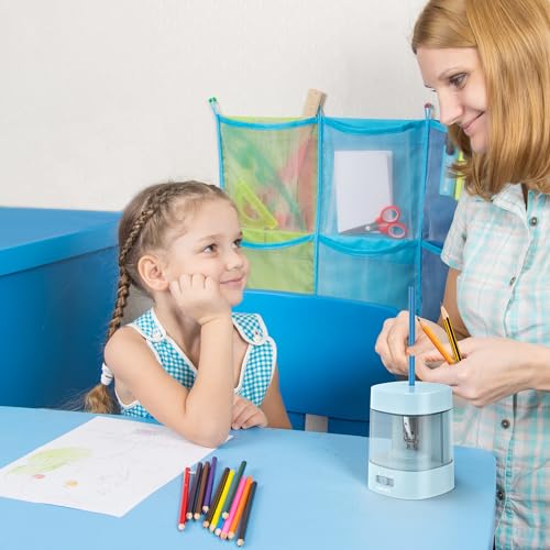 Deli Electric Pencil Sharpener, Automatic Pencil Sharpeners, Blue - color: Blue
