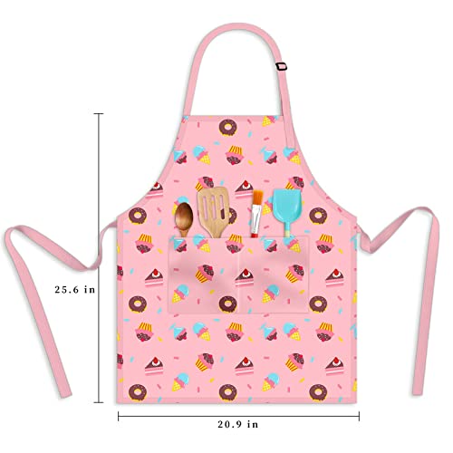 Kids Aprons for Cooking, Toddler Apron for Girls with Pockets Apron for Kid - color: Donut