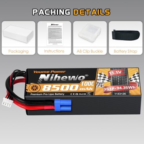 3S Lipo Battery EC5 8500mAh 11.1V 100C Hard Case for RC Truck 2Packs - style: 2x 11.1V 8500mAh